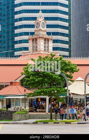 Lau Pa Sat Hawker Center im zentralen Geschäftsviertel der Innenstadt von Singapur Stockfoto