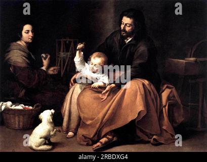 Die Heilige Familie mit dem kleinen Vogel 1650 von Bartolome Esteban Murillo Stockfoto