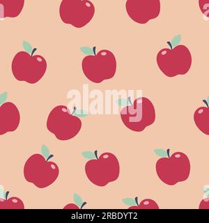 Einfaches rotes Apfelmuster. Fruchtvektor Stock Vektor