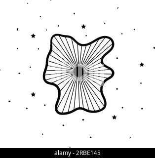 Mystische Blumen mit Sternen. Handgezeichnetes Astrologie-Symbol. Zum Aufdrucken von T-Shirts und Taschen, Dekorelement. Mystische und magische Astrologie-Illustration Stock Vektor