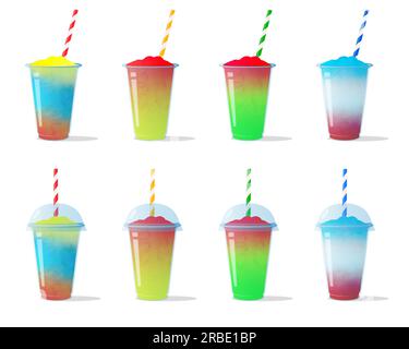 Slush Slushy Ice Drink Frozen Fruit Drink in Plastic Cup Stock Vektor