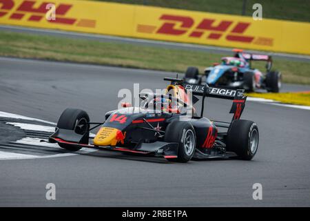 14 MONTOYA Sebastian (COL), Hitech Pulse-Eight, Dallara F3, Action während der 6. Runde der FIA Formel-3-Meisterschaft 2023 vom 7. Bis 9. Juli 2023 auf der Silverstone Circuit in Silverstone, Großbritannien – Photo Xavi Bonilla/DPPI Stockfoto