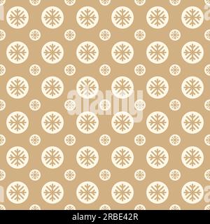 Vektor Schneeflocken nahtloses geometrisches Muster. Wiederholbarer brauner weihnachtshintergrund. Trendiger, endloser, festlicher Aufdruck Stock Vektor