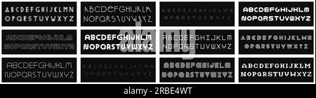 Sammlung kreativer, stylischer Schriftarten. Minimalistische Buchstaben - ungewöhnliches zeitgenössisches Design. Trendige englische Vektoralphabeten Stock Vektor
