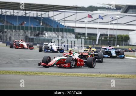 08 BEARMAN Oliver (gbr), Prema Racing, Dallara F2, Action während der 8. Runde der FIA-Formel-2-Meisterschaft 2023 vom 7. Bis 9. Juli 2023 auf dem Silverstone Circuit in Silverstone, Großbritannien Stockfoto