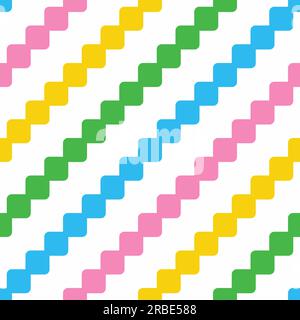 Nahtloses, einfaches geometrisches Farbmuster für Vektoren. Diagonaler Liniendruck. Reproduzierbare, funky gestreifte Textur. Heller, endloser Hintergrund Stock Vektor