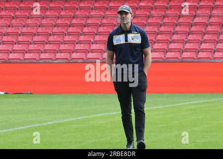 Salford, Großbritannien. 09. Juli 2023. AJ Bell Stadium, Stadium Way, Eccles, Salford, 9. Juli 2023 Betfred Super League Salford Red Devils gegen Leeds Rhinos Rohan Smith (Head Coach) von Leeds Rhinos Credit: Touchlinepics/Alamy Live News Stockfoto