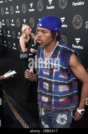 Las Vegas, USA. 09. Juli 2023. Lil Baby nimmt am 8. Juli 2023 an der Fanatics x NBPA Summer Players Party im TAO Nightclub in Las Vegas Teil. (Foto: Bryan Steffy/Sipa USA) Guthaben: SIPA USA/Alamy Live News Stockfoto