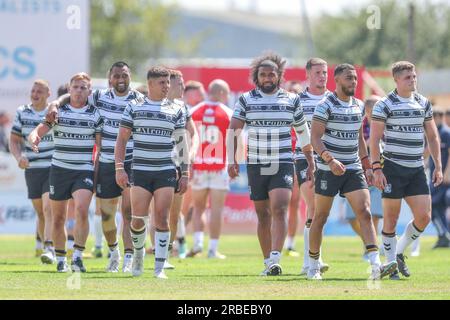 Kingston upon Hull, Großbritannien. 09. Juli 2023. Hull FC-Spieler nach dem Spiel der Betfred Super League Round 18 Hull KR gegen Hull FC bei Sewell Group Craven Park, Kingston upon Hull, Großbritannien, 9. Juli 2023 (Foto von Gareth Evans/News Images) in Kingston upon Hull, Großbritannien, am 7./9. Juli 2023. (Foto: Gareth Evans/News Images/Sipa USA) Guthaben: SIPA USA/Alamy Live News Stockfoto