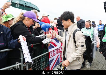 TSUNODA Yuki (Jap), Scuderia AlphaTauri AT04, Portrait während des Formel-1-Großen Preises 2023 von Aramco, 10. Runde der Formel-1-Weltmeisterschaft 2023 vom 7. Bis 9. Juli 2023 auf dem Silverstone Circuit in Silverstone, Großbritannien Stockfoto