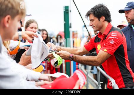 SAINZ Carlos (Spa), Scuderia Ferrari SF-23, Porträt während des Formel-1-Grand Prix 2023 von Aramco, 10. Runde der Formel-1-Weltmeisterschaft 2023 vom 7. Bis 9. Juli 2023 auf der Silverstone Circuit in Silverstone, Großbritannien Stockfoto