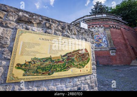 Eine Karte des Burgviertels in der Nähe der Donau, Budapest, Ungarn Stockfoto