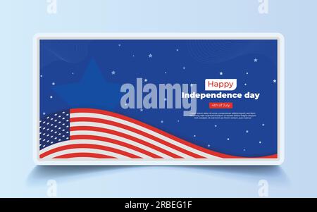 Banner zum Amerikanischen Unabhängigkeitstag | Feiern Sie Freiheit und Patriotismus mit fesselndem Design für die Feierlichkeiten zum 4. Juli Stock Vektor