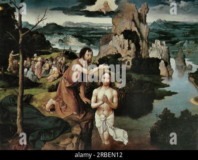 Die Taufe Christi 1515 von Joachim Patinir Stockfoto