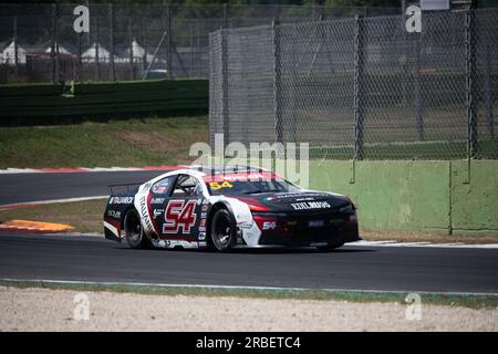 Vallelunga Circuit, Rom, Italien 9 2023. Juli - Nascar Whelen Euro Series, EnPro RENNEN 2. Gianmarco Ercoli (45) (ITA) in Aktion auf der Rennstrecke. Foto: Fabio Pagani/Alamy Live News Stockfoto