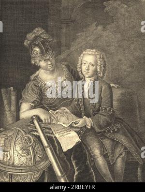 Jean Philippe Baratier präsentiert von Minerva, Deutscher Gelehrter 1735, von Antoine Pesne Stockfoto