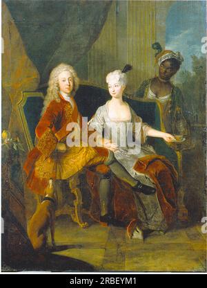 Porträt des Kronprinzen Friedrich Ludwig von Württemberg und seiner Frau Henriette Marie von Brandenburg Schwedt 1716 von Antoine Pesne Stockfoto