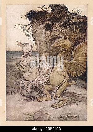 Die Scheinschildkröte zog einen langen Atemzug und sagte: "Das ist sehr neugierig" von Arthur Rackham Stockfoto