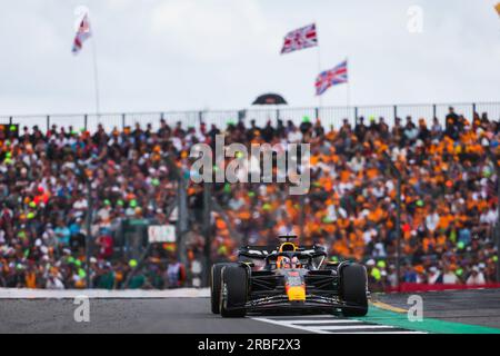 01 VERSTAPPEN Max (nld), Red Bull Racing RB19, Action während des Formel 1 Aramco British Grand Prix 2023, 10. Runde der Formel 1-Weltmeisterschaft 2023 vom 7. Bis 9. Juli 2023 auf der Silverstone Circuit in Silverstone, Großbritannien Stockfoto