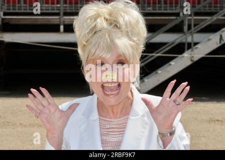 Barbara Windsor, Carry On Stamps Photocall, Horse Guards Parade, London, Großbritannien Stockfoto