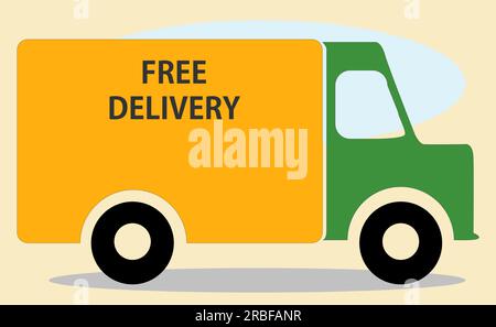LKW-Symbol mit Logo für kostenlosen Lieferservice. Kostenloses Versandsymbol oder Vektorlogo. Stock Vektor