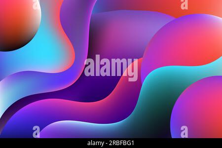 Abstrakte futuristische bunten Banner mit geheimnisvollen Tonkunstwerken. Freihandzeichnung für Hintergrund mit flexibler Form. Illustration Stock Vektor