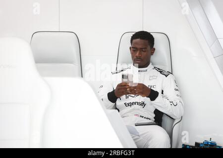 IDRIS Damson Alade-Bo (GBR), Schauspieler, der Joshua Pearce spielt, Fahrer des fiktiven Apex APXGP-Teams im Film F1 von Apple Studios/Bruckheimer Films, Porträt während des Formel 1 Aramco British Grand Prix 2023, 10. Runde der Formel-1-Weltmeisterschaft 2023 von Juli 7 bis 9, 2023 auf dem Silverstone Circuit, in Silverstone, Großbritannien - Photo Antonin Vincent/DPPI Credit: DPPI Media/Alamy Live News Stockfoto