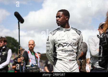 IDRIS Damson Alade-Bo (GBR), Schauspieler, der Joshua Pearce spielt, Fahrer des fiktiven Apex APXGP-Teams im Film F1 von Apple Studios/Bruckheimer Films, Porträt während des Formel 1 Aramco British Grand Prix 2023, 10. Runde der Formel-1-Weltmeisterschaft 2023 von Juli 7 bis 9, 2023 auf dem Silverstone Circuit, in Silverstone, Großbritannien - Photo Antonin Vincent/DPPI Credit: DPPI Media/Alamy Live News Stockfoto