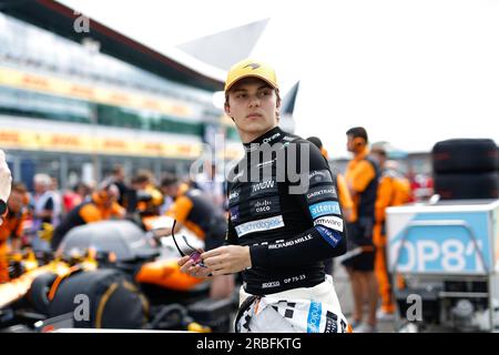 PIASTRI Oscar (aus), McLaren F1 Team MCL60, Portrait während der Formel 1 des britischen Grand Prix 2023 in Aramco, 10. Runde der Formel 1-Weltmeisterschaft 2023 vom 7. Bis 9. Juli 2023 auf der Silverstone Circuit in Silverstone, Großbritannien Stockfoto