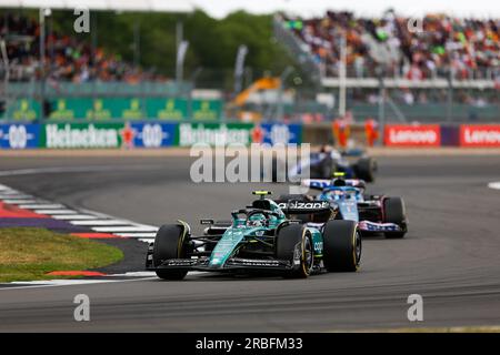 14 ALONSO Fernando (SPA), Aston Martin F1 Team AMR23, Action während des Formel 1 Aramco British Grand Prix 2023, 10. Runde der Formel-1-Weltmeisterschaft 2023 vom 7. Bis 9. Juli 2023 auf der Silverstone Circuit in Silverstone, Großbritannien Stockfoto