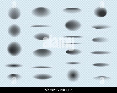 Vorlage für kreisförmige Schatten. Realistisches Layout verschiedener runder Formen für kreisförmige Beleuchtungseffekte Aktuelle Vektorsammlung isoliert Stock Vektor