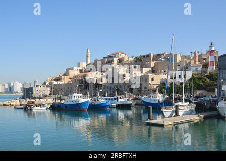 Der Hafen von Jaffa. Ein alter Hafen am Mittelmeer in der Nähe von Tel Aviv. Stockfoto