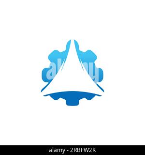 Triangle Trinity und Gear Symbol Vector Logo Designvorlage Download.EPS 10 Stock Vektor