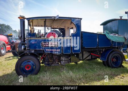 Daresbury, nr Warrington, Cheshire, Vereinigtes Königreich. 09. Juli 2023. Die Cheshire Steam Fair findet jedes Jahr in Daresbury in der Nähe von Warrington, Cheshire, statt. Die Veranstaltung ist seit über 30 Jahren organisiert und zählt zu den wichtigsten Dampfereignissen in Cheshire. Kredit: John Hopkins/Alamy Live News Stockfoto