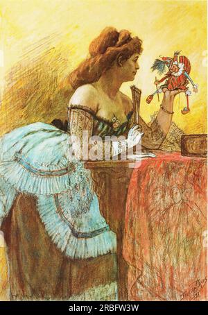 Lady With Puppet von Felicien ROPS Stockfoto