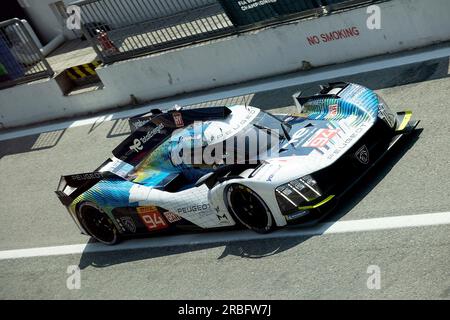 Monza, Italien. 08. Juli 2023. 07/08/2023, Autodromo Nazionale di Monza, Monza, WEC - 6 Stunden Monza, im Bild PEUGEOT TOTALENERGIES, Peugeot 9X8, Loic Duval (FRA), Gustavo Menezes (USA), Nico Muller (CHE). Guthaben: dpa/Alamy Live News Stockfoto