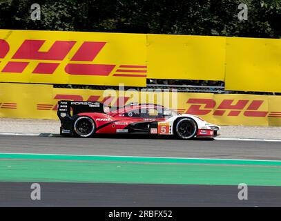 Monza, Italien. 08. Juli 2023. 8. Juli 2023, Autodromo Nazionale di Monza, Monza, WEC - 6 Stunden Monza, auf dem Bild PORSCHE PENSKE MOTORSPORT, Porsche 963, Dane Cameron (USA), Michael Christensen (DNK), Frédéric Makowiecki (FRA) Kredit: dpa/Alamy Live News Stockfoto