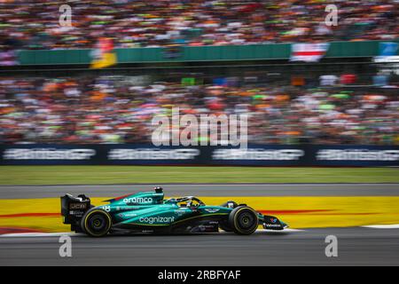 18 WALK Lance (Can), Aston Martin F1 Team AMR23, Action während des Formel 1 Aramco British Grand Prix 2023, 10. Runde der Formel 1-Weltmeisterschaft 2023 vom 7. Bis 9. Juli 2023 auf der Silverstone Circuit in Silverstone, Großbritannien Stockfoto