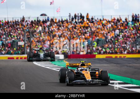 04 NORRIS Lando (gbr), McLaren F1 Team MCL60, Action während des Formel 1 Aramco British Grand Prix 2023, 10. Runde der Formel-1-Weltmeisterschaft 2023 vom 7. Bis 9. Juli 2023 auf der Silverstone Circuit in Silverstone, Großbritannien Stockfoto