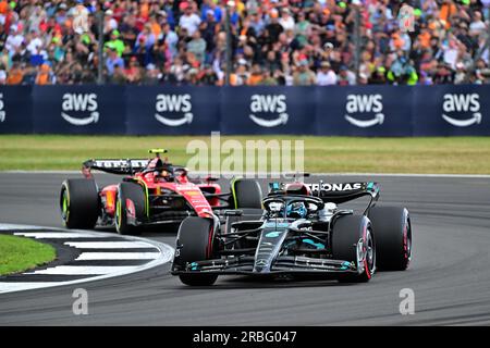 63 RUSSELL George (gbr), Mercedes AMG F1 Team W14, Action während des Formel 1 Aramco British Grand Prix 2023, 10. Runde der Formel-1-Weltmeisterschaft 2023 vom 7. Bis 9. Juli 2023 auf der Silverstone Circuit in Silverstone, Großbritannien Stockfoto