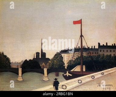 Notre Dame Blick auf die Ile Saint Louis vom Quai Henri IV 1909 von Henri Rousseau Stockfoto