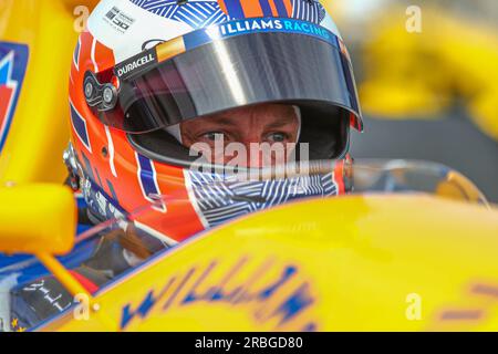 Jenson Button (GBR) F1 2009 Weltmeister, über seinen historischen Williams Renault FW14b (Staffel 1992) während DER FORMEL 1 ARAMCO BRITISH GRAND PRIX 2023 - Stockfoto