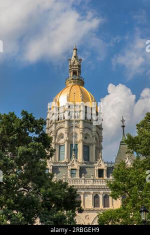 Das Connecticut State Capitol beherbergt die Generalversammlung von Connecticut, das Oberhaus, den Staatssenat und das Unterhaus, das Haus von Stockfoto