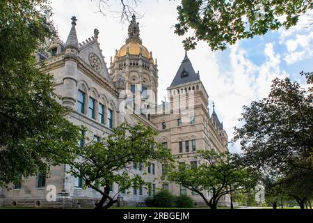 Das Connecticut State Capitol beherbergt die Generalversammlung von Connecticut, das Oberhaus, den Staatssenat und das Unterhaus, das Haus von Stockfoto