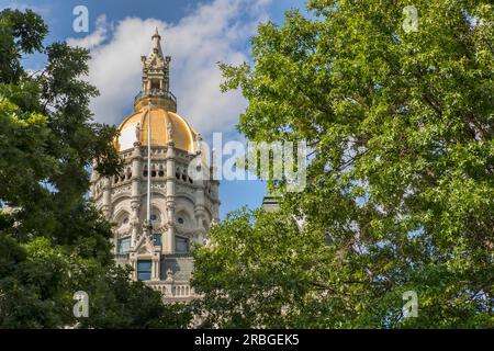 Das Connecticut State Capitol beherbergt die Generalversammlung von Connecticut, das Oberhaus, den Staatssenat und das Unterhaus, das Haus von Stockfoto