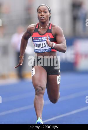 Manchester, Großbritannien. 08. Juli 2023. Manchester Regional Arena, Manchester, Großbritannien. Nationale britische Leichtathletikmeisterschaft 2023. Bildunterschrift: AWUAH 200m final. Bild: Mark Dunn/Alamy Live News (Sport) Kredit: Mark Dunn Photography/Alamy Live News Stockfoto