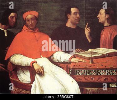 Kardinal Bandinello Sauli, sein Sekretär, und zwei Geographer 1516 von Sebastiano del Piombo Stockfoto