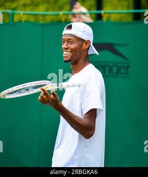 Bei den Wimbledon Championships 2023, die vom All England Tennis Club ausgerichtet werden, wurden Coco Gauff, Christopher Eubanks und Elina Svitolina vorgestellt. Stockfoto