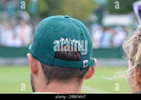 Bei den Wimbledon Championships 2023, die vom All England Tennis Club ausgerichtet werden, wurden Coco Gauff, Christopher Eubanks und Elina Svitolina vorgestellt. Stockfoto