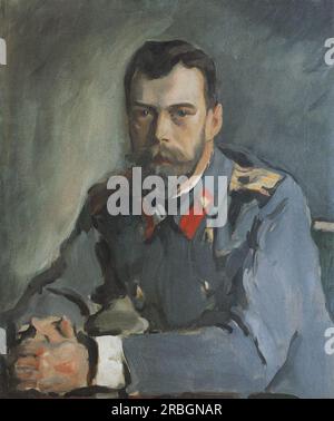 Porträt von Kaiser Nicholas II. 1900 von Valentin Serov Stockfoto